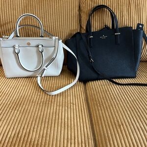 Tory Burch and Kate Spade Black and Cream Satchels